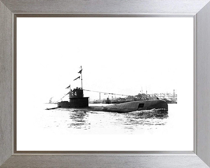 HMS R4 R Class Submarine Photo Print Starboard View Royal Navy Wall Art Naval Decor Poster Posters, Prints, & Visual Artwork Hampshire Prints 10 x 8 Silver Frame Yes