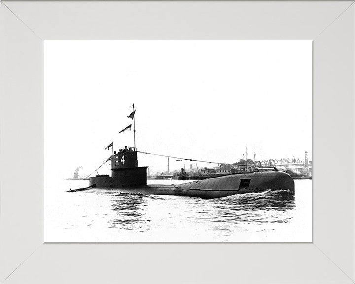 HMS R4 R Class Submarine Photo Print Starboard View Royal Navy Wall Art Naval Decor Poster Posters, Prints, & Visual Artwork Hampshire Prints 10 x 8 White Frame No