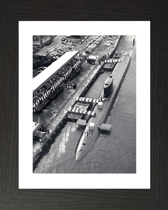 HMS Resolution (S22) Photo Print - Alongside - Royal Navy Resolution Class Submarine Posters, Prints, & Visual Artwork Hampshire Prints 10 x 8 Black Frame Yes