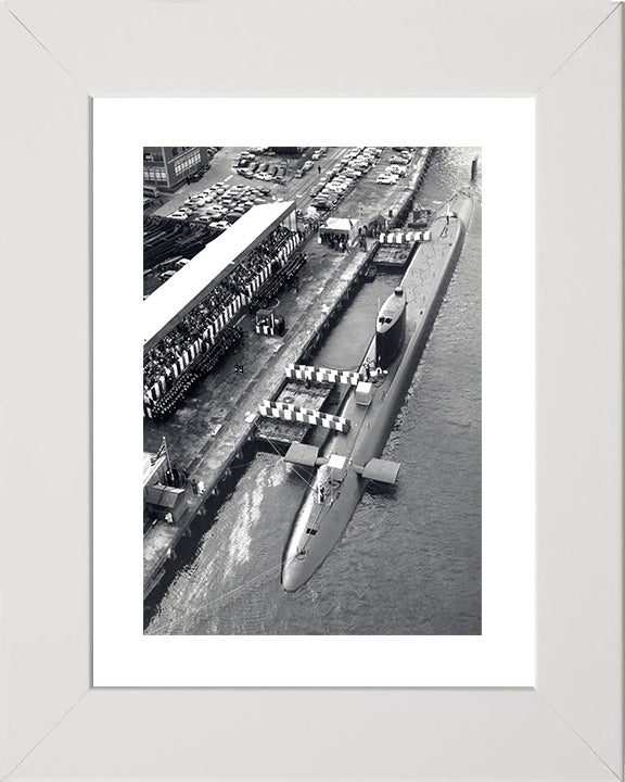 HMS Resolution (S22) Photo Print - Alongside - Royal Navy Resolution Class Submarine Posters, Prints, & Visual Artwork Hampshire Prints 10 x 8 White Frame Yes