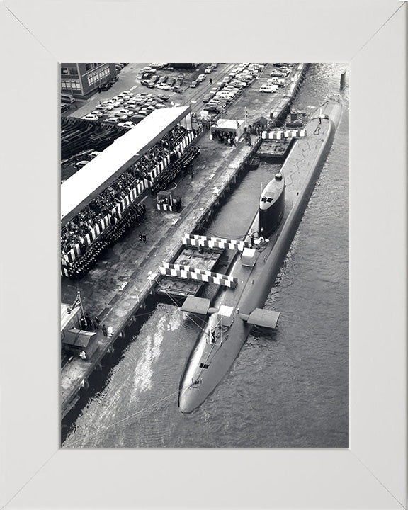 HMS Resolution (S22) Photo Print - Alongside - Royal Navy Resolution Class Submarine Posters, Prints, & Visual Artwork Hampshire Prints 10 x 8 White Frame No