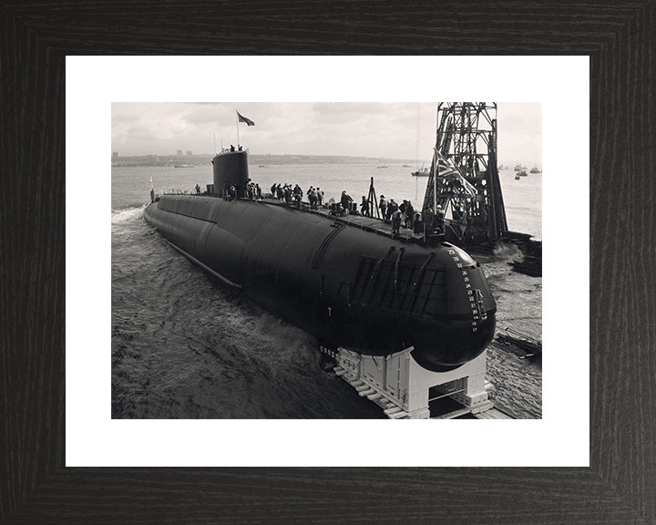 HMS Revenge (S27) Photo Print - Launch - Royal Navy Resolution Class Submarine Posters, Prints, & Visual Artwork Hampshire Prints 10 x 8 Black Frame Yes