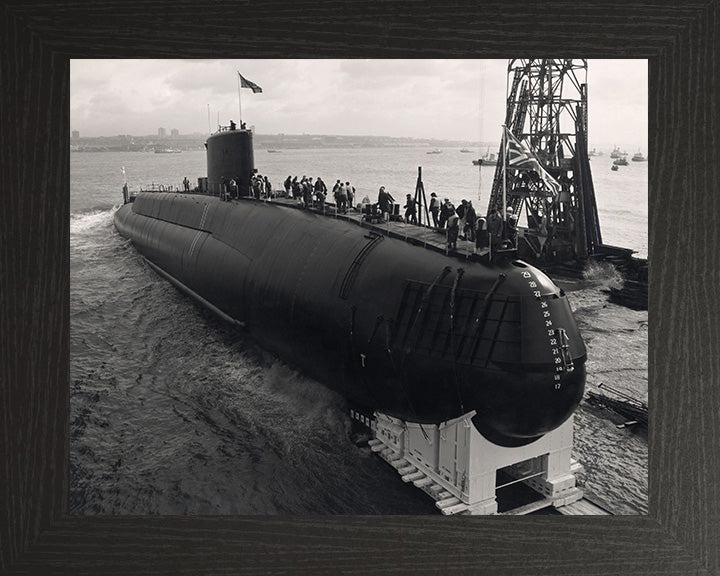 HMS Revenge (S27) Photo Print - Launch - Royal Navy Resolution Class Submarine Posters, Prints, & Visual Artwork Hampshire Prints 10 x 8 Black Frame No