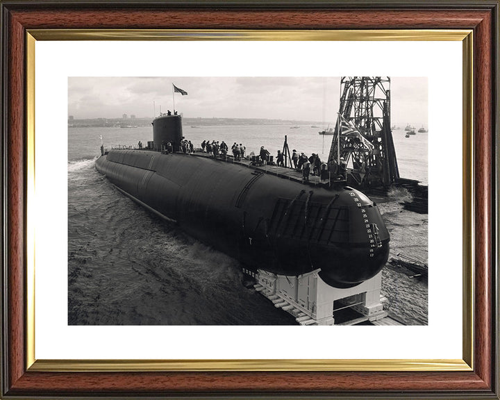 HMS Revenge (S27) Photo Print - Launch - Royal Navy Resolution Class Submarine Posters, Prints, & Visual Artwork Hampshire Prints 10 x 8 Classic Frame Yes