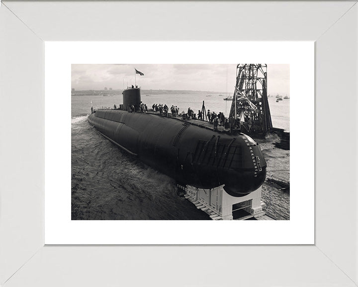 HMS Revenge (S27) Photo Print - Launch - Royal Navy Resolution Class Submarine Posters, Prints, & Visual Artwork Hampshire Prints 10 x 8 White Frame Yes