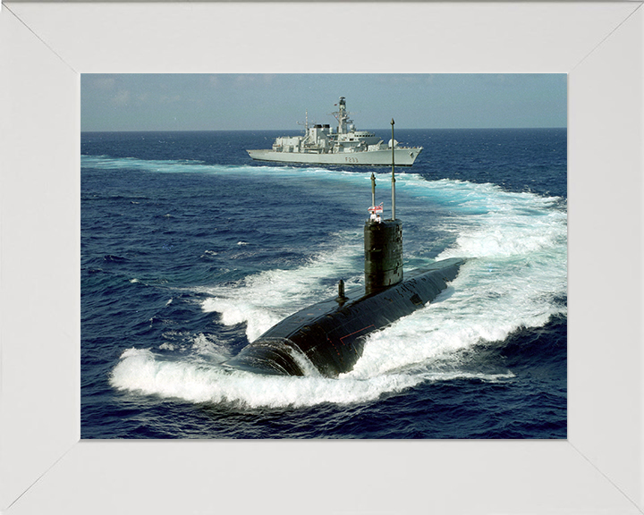 HMS Sceptre (S104) Swiftsure Class Submarine Photo Print At Sea 1996 Royal Navy Wall Art Naval Decor Posters, Prints, & Visual Artwork Hampshire Prints 10 x 8 White Frame No