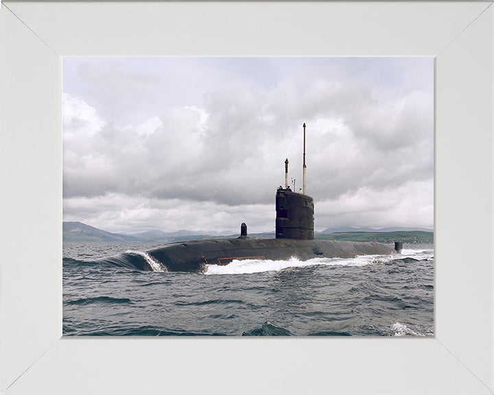 HMS Sceptre (S104) Swiftsure Class Submarine Photo Print Port Bow View Royal Navy Wall Art Naval Decor Posters, Prints, & Visual Artwork Hampshire Prints 10 x 8 White Frame No