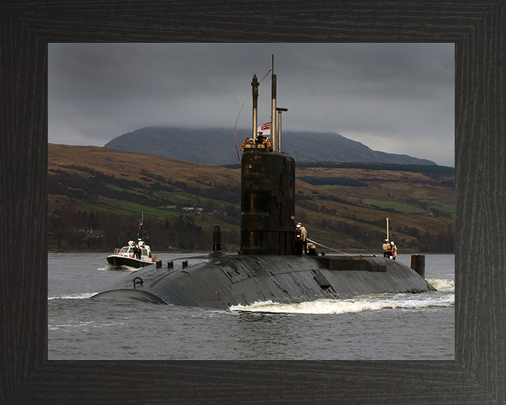 HMS Spartan (S105) Photo Print - Entering Harbour - Royal Navy Swiftsure Class Submarine Posters, Prints, & Visual Artwork Hampshire Prints 10 x 8 Black Frame No