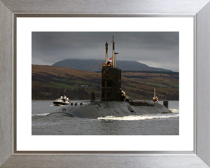 HMS Spartan (S105) Photo Print - Entering Harbour - Royal Navy Swiftsure Class Submarine Posters, Prints, & Visual Artwork Hampshire Prints 10 x 8 Silver Frame Yes