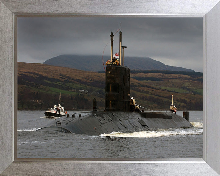 HMS Spartan (S105) Photo Print - Entering Harbour - Royal Navy Swiftsure Class Submarine Posters, Prints, & Visual Artwork Hampshire Prints 10 x 8 Silver Frame No