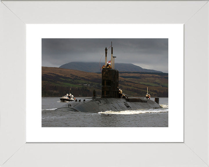 HMS Spartan (S105) Photo Print - Entering Harbour - Royal Navy Swiftsure Class Submarine Posters, Prints, & Visual Artwork Hampshire Prints 10 x 8 White Frame Yes