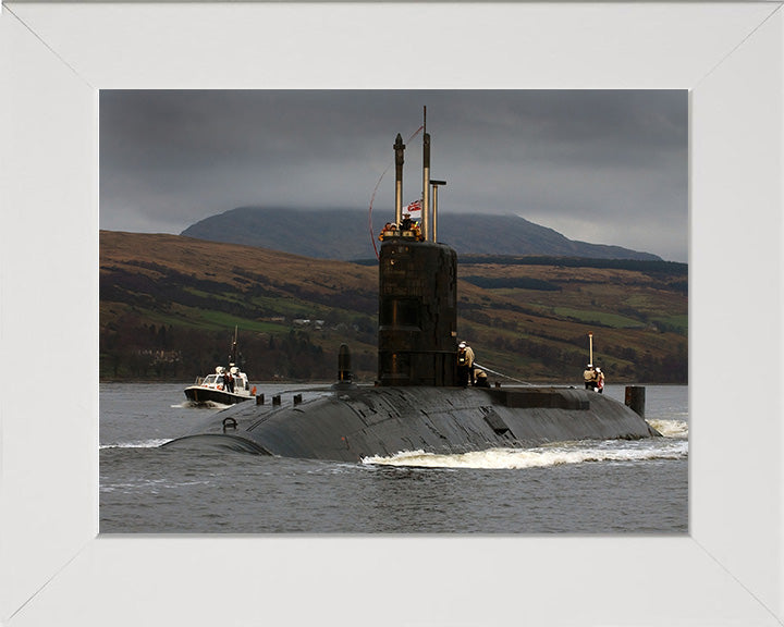 HMS Spartan (S105) Photo Print - Entering Harbour - Royal Navy Swiftsure Class Submarine Posters, Prints, & Visual Artwork Hampshire Prints 10 x 8 White Frame No