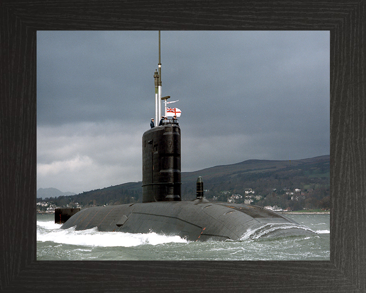 HMS Spartan (S105) Swiftsure Class Submarine Photo Print Faslane 1993 Royal Navy Wall Art Naval Decor Posters, Prints, & Visual Artwork Hampshire Prints 10 x 8 Black Frame No