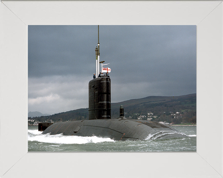 HMS Spartan (S105) Swiftsure Class Submarine Photo Print Faslane 1993 Royal Navy Wall Art Naval Decor Posters, Prints, & Visual Artwork Hampshire Prints 10 x 8 White Frame No