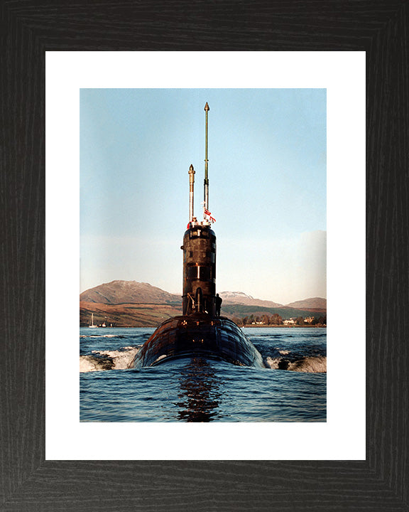 HMS Splendid (S106) Photo Print - Low Bow View - Royal Navy Swiftsure Class Submarine Hampshire Prints 10 x 8 Black Frame Yes