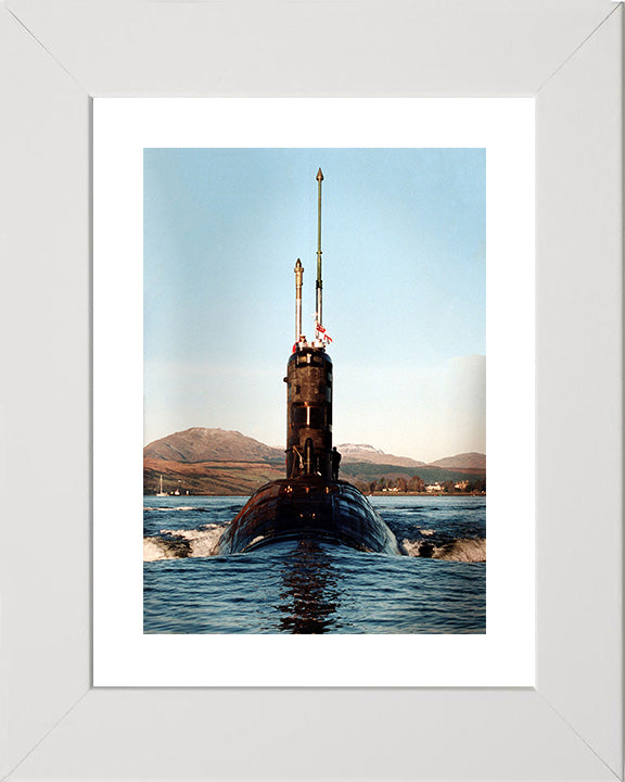 HMS Splendid (S106) Photo Print - Low Bow View - Royal Navy Swiftsure Class Submarine Hampshire Prints 10 x 8 White Frame Yes