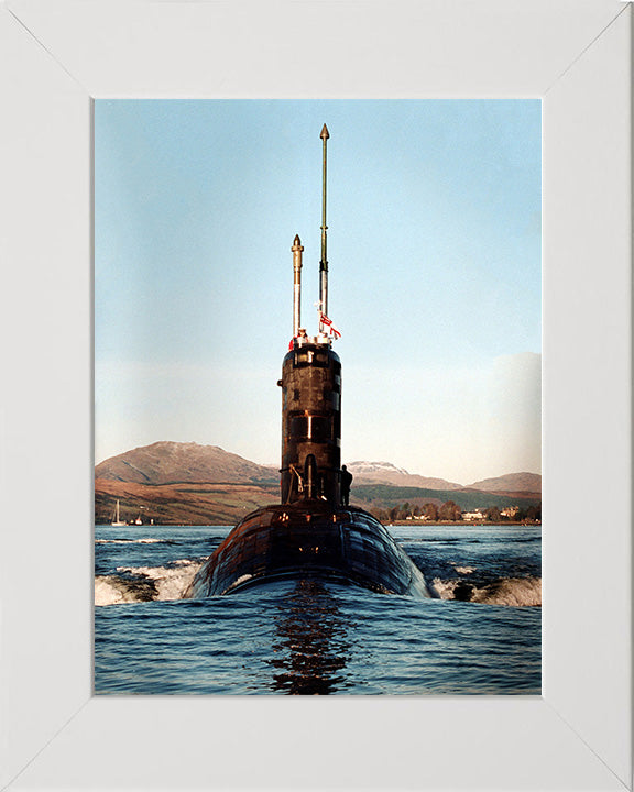 HMS Splendid (S106) Photo Print - Low Bow View - Royal Navy Swiftsure Class Submarine Hampshire Prints 10 x 8 White Frame No