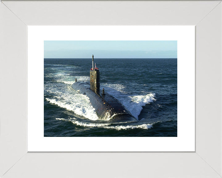 HMS Splendid (S106) Photo Print - Low Starboard Bow View - Royal Navy Swiftsure Class Submarine Posters, Prints, & Visual Artwork Hampshire Prints 10 x 8 White Frame Yes