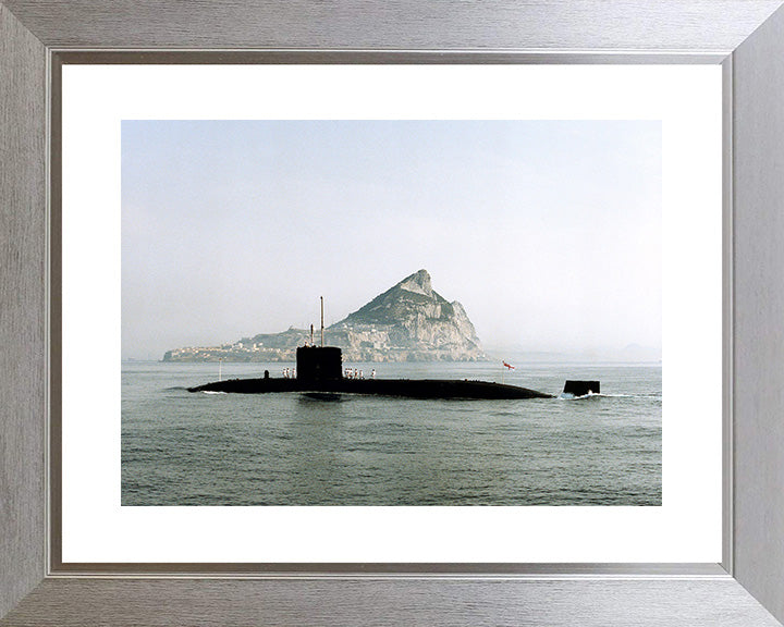 HMS Superb (S109) Photo Print - Gibraltar - Royal Navy Swiftsure Class Submarine Posters, Prints, & Visual Artwork Hampshire Prints 10 x 8 Silver Frame Yes