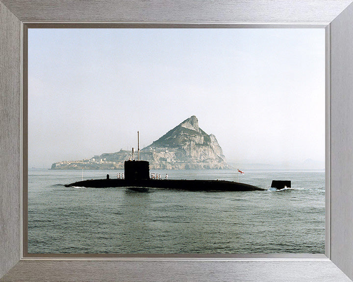 HMS Superb (S109) Photo Print - Gibraltar - Royal Navy Swiftsure Class Submarine Posters, Prints, & Visual Artwork Hampshire Prints 10 x 8 Silver Frame No