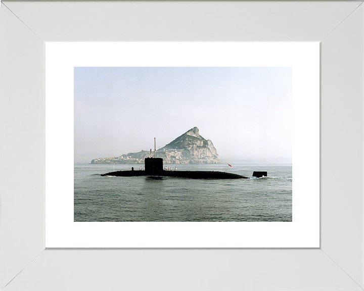 HMS Superb (S109) Photo Print - Gibraltar - Royal Navy Swiftsure Class Submarine Posters, Prints, & Visual Artwork Hampshire Prints 10 x 8 White Frame Yes