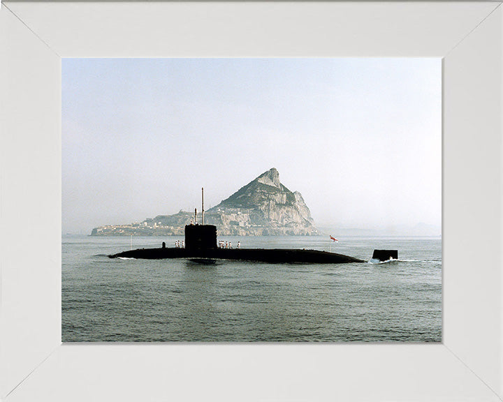 HMS Superb (S109) Photo Print - Gibraltar - Royal Navy Swiftsure Class Submarine Posters, Prints, & Visual Artwork Hampshire Prints 10 x 8 White Frame No