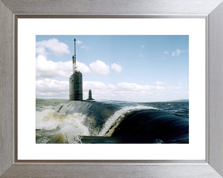 HMS Superb (S109) Photo Print - Low Starboard Bow View - Royal Navy Swiftsure Class Submarine Posters, Prints, & Visual Artwork Hampshire Prints 10 x 8 Silver Frame Yes