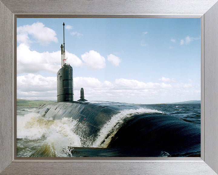 HMS Superb (S109) Photo Print - Low Starboard Bow View - Royal Navy Swiftsure Class Submarine Posters, Prints, & Visual Artwork Hampshire Prints 10 x 8 Silver Frame No