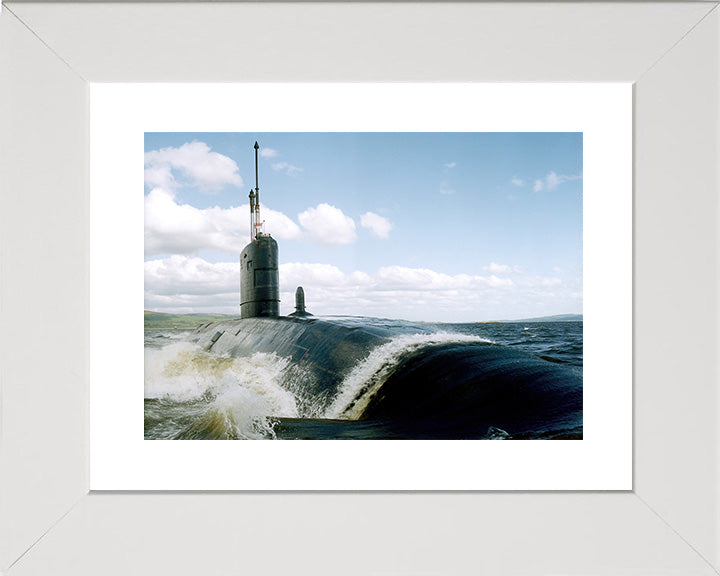 HMS Superb (S109) Photo Print - Low Starboard Bow View - Royal Navy Swiftsure Class Submarine Posters, Prints, & Visual Artwork Hampshire Prints 10 x 8 White Frame Yes