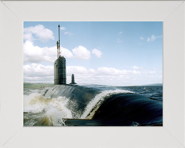 HMS Superb (S109) Photo Print - Low Starboard Bow View - Royal Navy Swiftsure Class Submarine Posters, Prints, & Visual Artwork Hampshire Prints 10 x 8 White Frame No