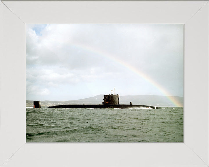 HMS Swiftsure (S126) Photo Print - Starboard View - Royal Navy Swiftsure Class Submarine Posters, Prints, & Visual Artwork Hampshire Prints 10 x 8 White Frame No