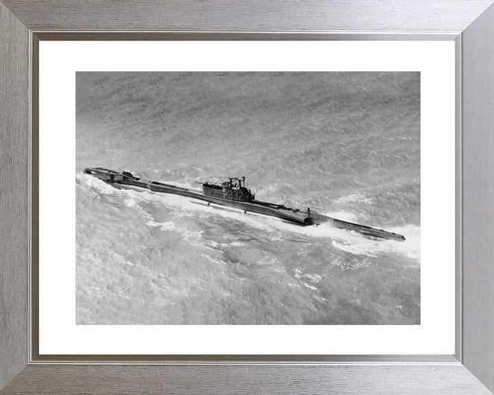 HMS Tiptoe (P332) Photo Print - From Above - Royal Navy T Class Submarine Posters, Prints, & Visual Artwork Hampshire Prints 10 x 8 Silver Frame Yes