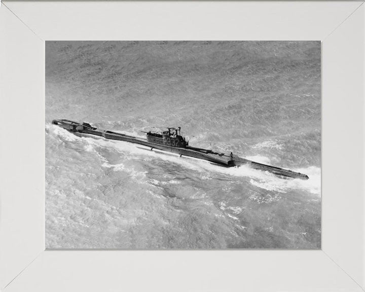 HMS Tiptoe (P332) Photo Print - From Above - Royal Navy T Class Submarine Posters, Prints, & Visual Artwork Hampshire Prints 10 x 8 White Frame No