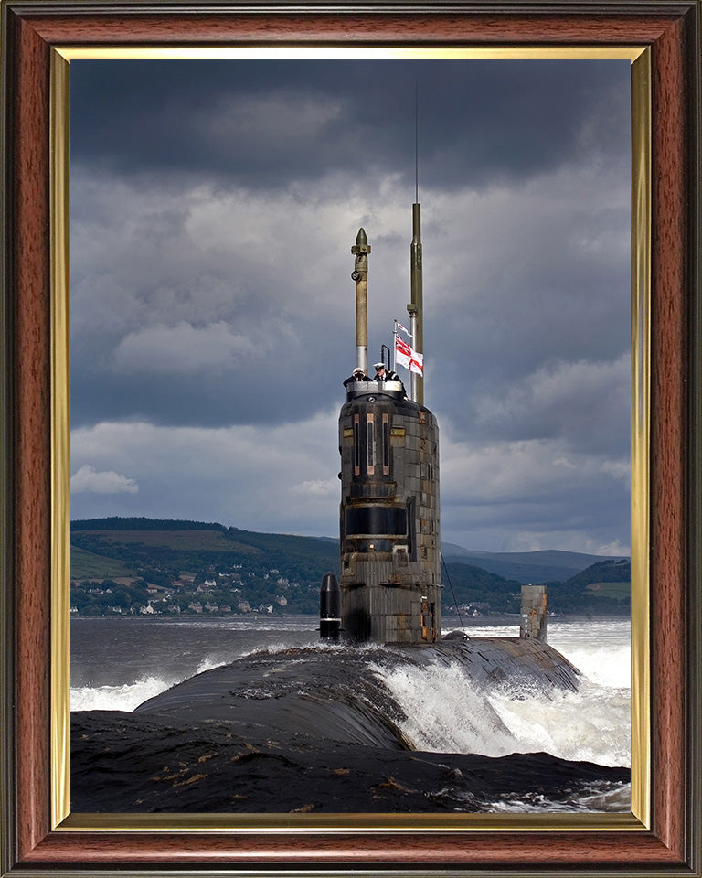 HMS Tireless (S88) Trafalgar Class Submarine Photo Print Port Bow View Royal Navy Wall Art Naval Decor Posters, Prints, & Visual Artwork Hampshire Prints 10 x 8 Classic Frame No