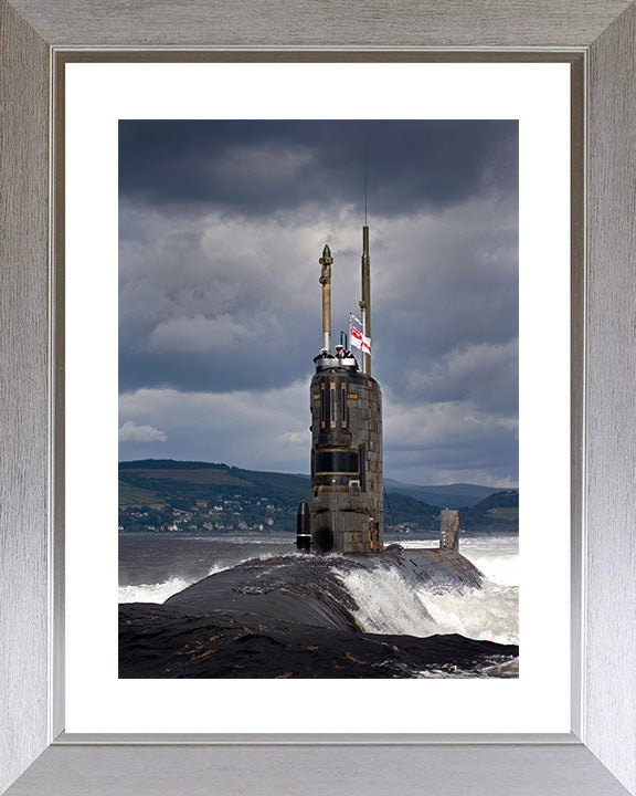 HMS Tireless (S88) Trafalgar Class Submarine Photo Print Port Bow View Royal Navy Wall Art Naval Decor Posters, Prints, & Visual Artwork Hampshire Prints 10 x 8 Silver Frame Yes