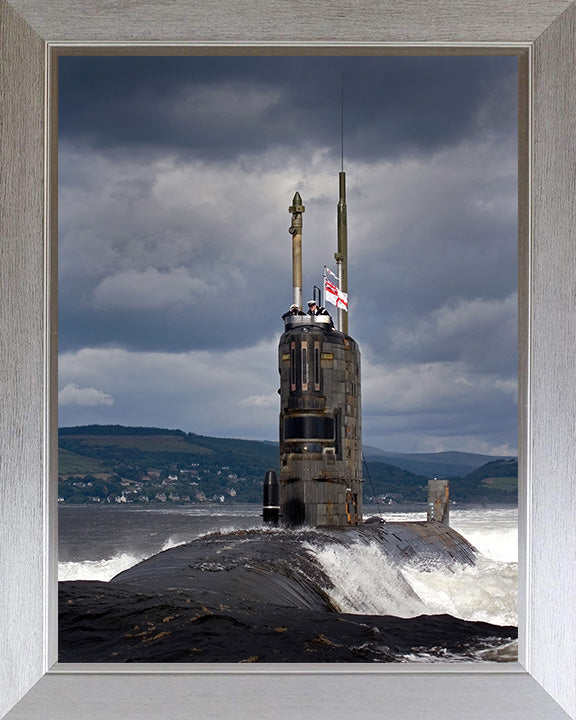 HMS Tireless (S88) Trafalgar Class Submarine Photo Print Port Bow View Royal Navy Wall Art Naval Decor Posters, Prints, & Visual Artwork Hampshire Prints 10 x 8 Silver Frame No