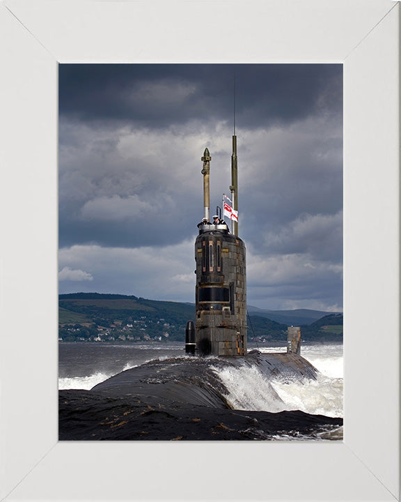 HMS Tireless (S88) Trafalgar Class Submarine Photo Print Port Bow View Royal Navy Wall Art Naval Decor Posters, Prints, & Visual Artwork Hampshire Prints 10 x 8 White Frame No