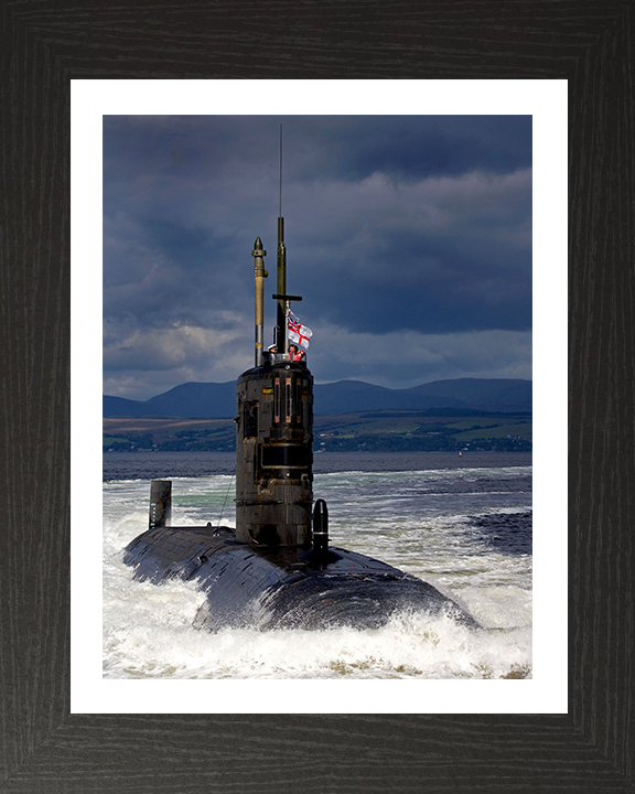 HMS Tireless (S88) Photo Print - Starboard Bow View - Royal Navy Trafalgar Class Submarine Posters, Prints, & Visual Artwork Hampshire Prints 10 x 8 Black Frame Yes