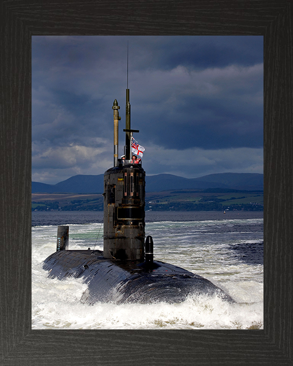 HMS Tireless (S88) Photo Print - Starboard Bow View - Royal Navy Trafalgar Class Submarine Posters, Prints, & Visual Artwork Hampshire Prints 10 x 8 Black Frame No