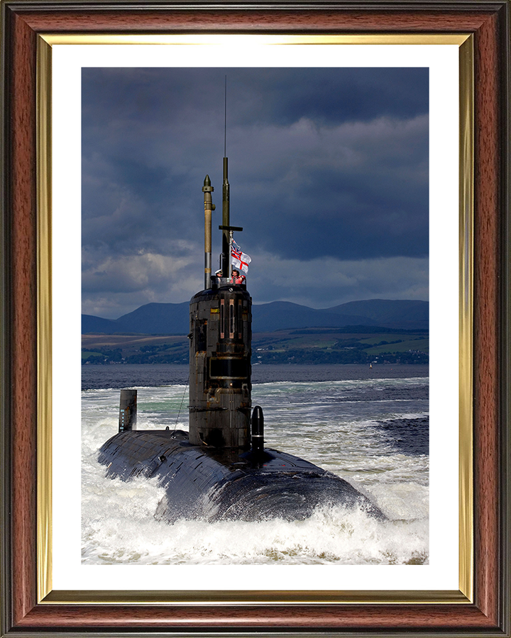 HMS Tireless (S88) Photo Print - Starboard Bow View - Royal Navy Trafalgar Class Submarine Posters, Prints, & Visual Artwork Hampshire Prints 10 x 8 Classic Frame Yes