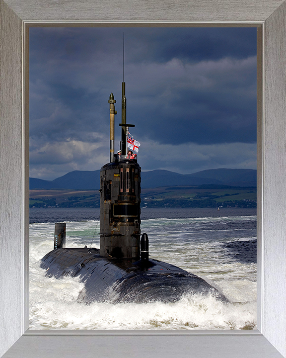 HMS Tireless (S88) Photo Print - Starboard Bow View - Royal Navy Trafalgar Class Submarine Posters, Prints, & Visual Artwork Hampshire Prints 10 x 8 Silver Frame No