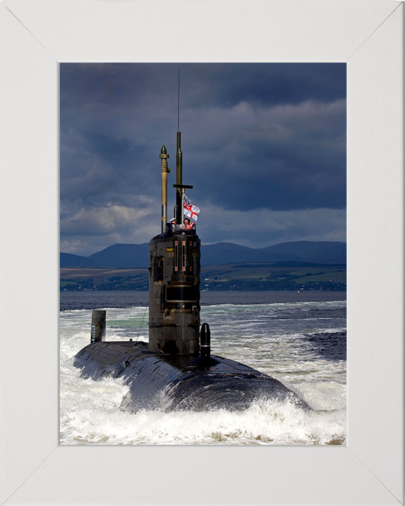 HMS Tireless (S88) Photo Print - Starboard Bow View - Royal Navy Trafalgar Class Submarine Posters, Prints, & Visual Artwork Hampshire Prints 10 x 8 White Frame No