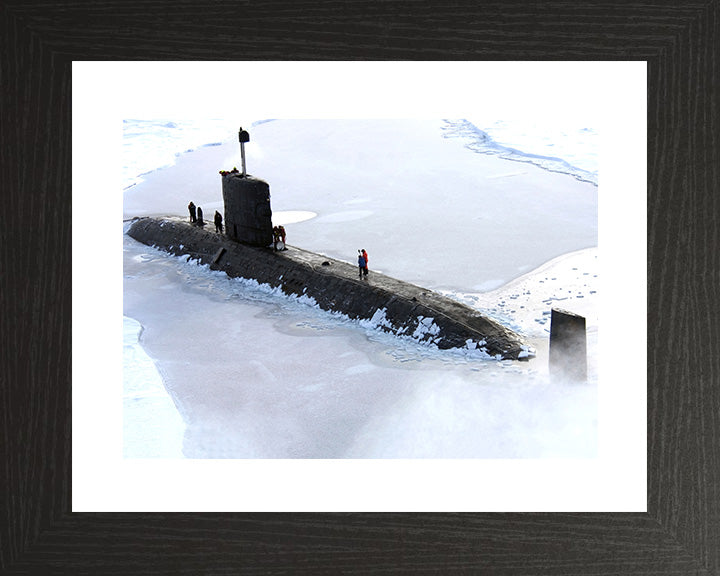 HMS Tireless (S88) Trafalgar Class Submarine Photo Print Surrounded by Ice Royal Navy Wall Art Decor Posters, Prints, & Visual Artwork Hampshire Prints 10 x 8 Black Frame Yes