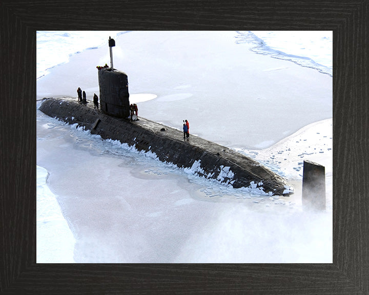 HMS Tireless (S88) Trafalgar Class Submarine Photo Print Surrounded by Ice Royal Navy Wall Art Decor Posters, Prints, & Visual Artwork Hampshire Prints 10 x 8 Black Frame No