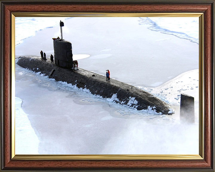 HMS Tireless (S88) Trafalgar Class Submarine Photo Print Surrounded by Ice Royal Navy Wall Art Decor Posters, Prints, & Visual Artwork Hampshire Prints 10 x 8 Classic Frame No