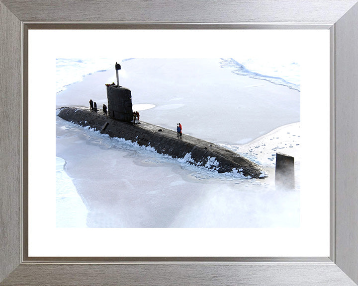 HMS Tireless (S88) Trafalgar Class Submarine Photo Print Surrounded by Ice Royal Navy Wall Art Decor Posters, Prints, & Visual Artwork Hampshire Prints 10 x 8 Silver Frame No