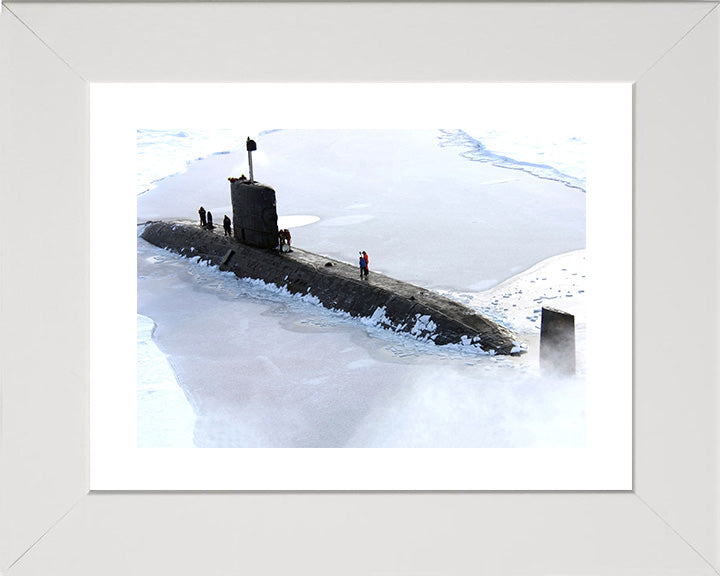 HMS Tireless (S88) Trafalgar Class Submarine Photo Print Surrounded by Ice Royal Navy Wall Art Decor Posters, Prints, & Visual Artwork Hampshire Prints 10 x 8 White Frame Yes