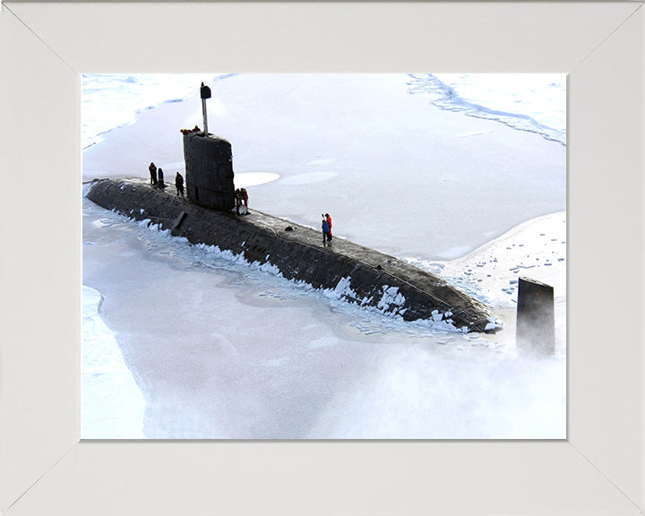 HMS Tireless (S88) Trafalgar Class Submarine Photo Print Surrounded by Ice Royal Navy Wall Art Decor Posters, Prints, & Visual Artwork Hampshire Prints 10 x 8 White Frame No