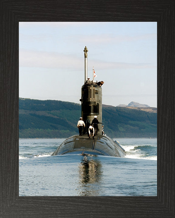 HMS Trafalgar (S107) Photo Print - Bow View - Royal Navy Trafalgar Class Submarine Posters, Prints, & Visual Artwork Hampshire Prints 10 x 8 Black Frame No