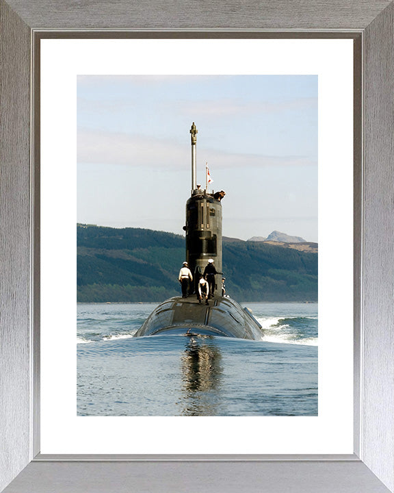 HMS Trafalgar (S107) Photo Print - Bow View - Royal Navy Trafalgar Class Submarine Posters, Prints, & Visual Artwork Hampshire Prints 10 x 8 Silver Frame Yes